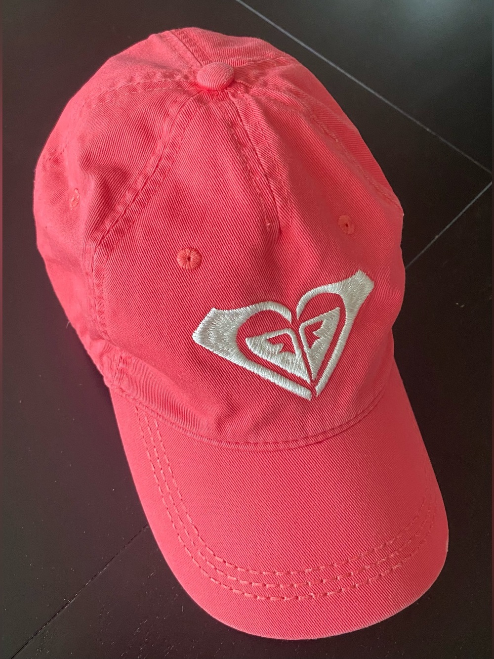 Woman’s Roxy Coral Pink Heart Logo Baseball Cap
